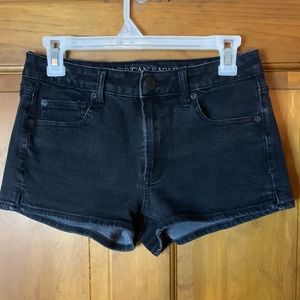 American Eagle Black Distressed Denim Shorts